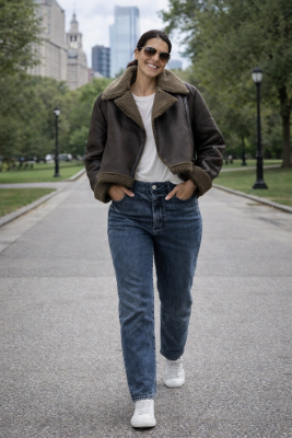 Zara csokibarna rövid biker jacket/felső puha béléssel