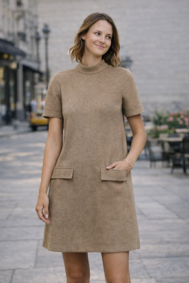 Zara magas nyakú puha rejtett zsebes pólóruha