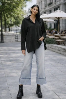 Zara fekete puha anyagú oversize ing