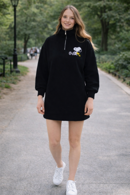 Zara fekete hosszított Snoopy pulóver