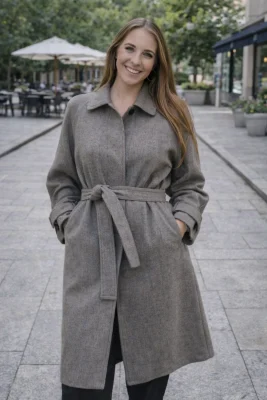 Zara szürke hosszú limitált kiadású prémium szövetkabát kötővel