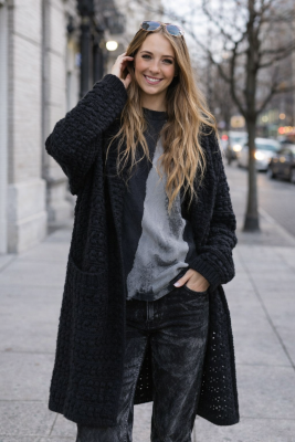 Zara hosszú fekete textured kötött ruha