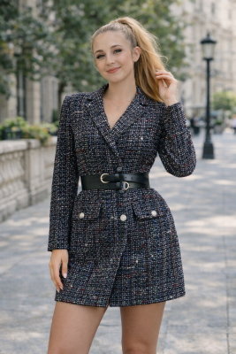 Zara színes tweed/texturált hosszított blézerruha