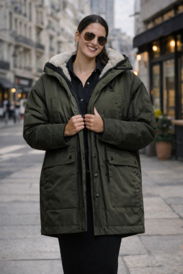 Zara khaki nagyon meleg parka kabát
