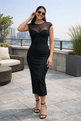 Zara fekete hosszú elegáns tüll felsőrésszel