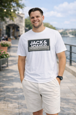 Jack & Jones fehér mintás póló