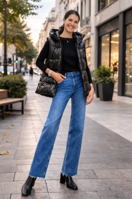 Zara fekete fényes és khaki matt pufi rövid mellény