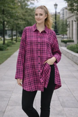 Zara rózsaszín kockás puha anyagú oversize ing